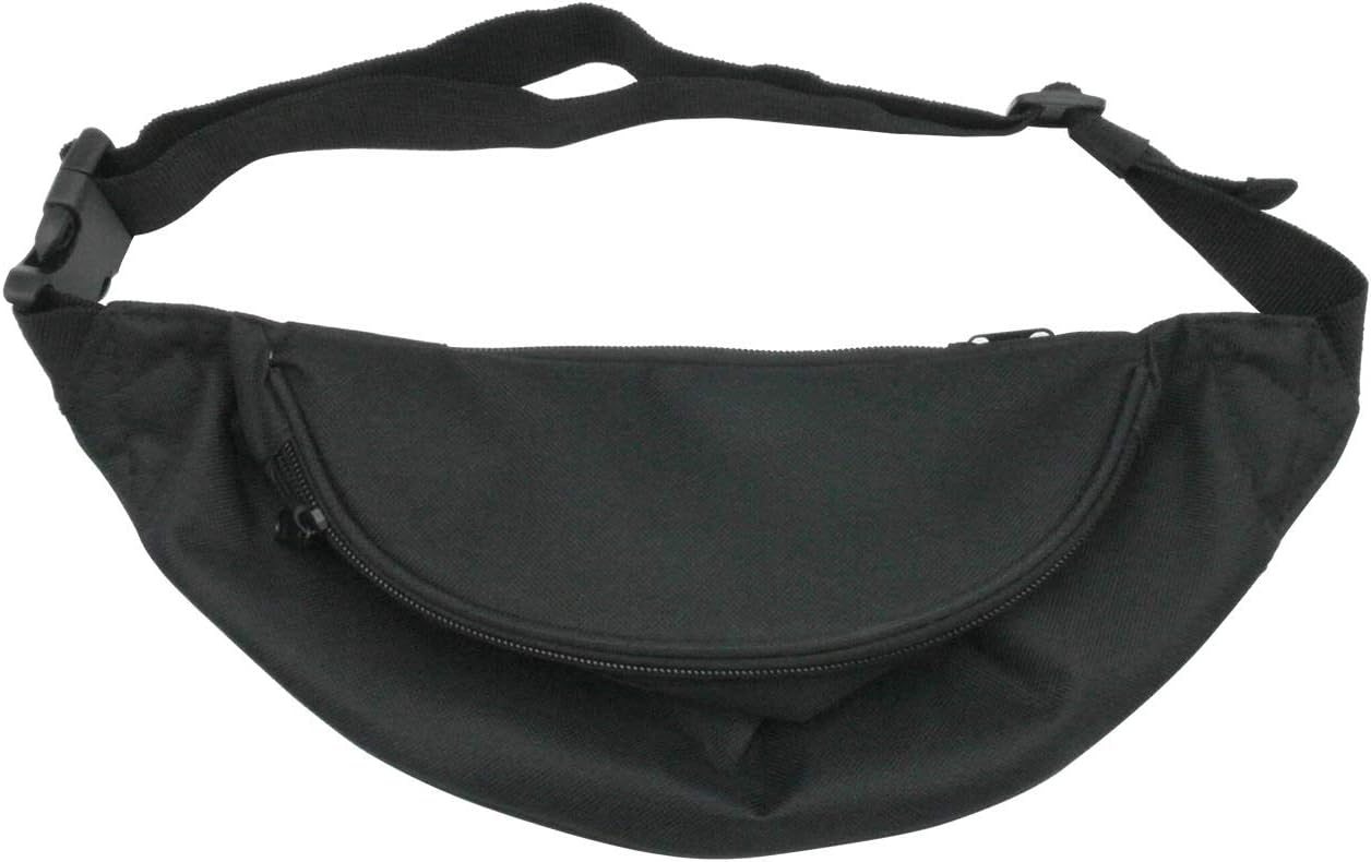 Unisex Fanny Pack for Women Men, Fashion Sporty Multi-purpose 2-Zipper Waist Belt Bag Fanny Pack Waist Bag Adjustable Strap for Sport Hiking Traveling Passport Wallet (3Pcs Black)