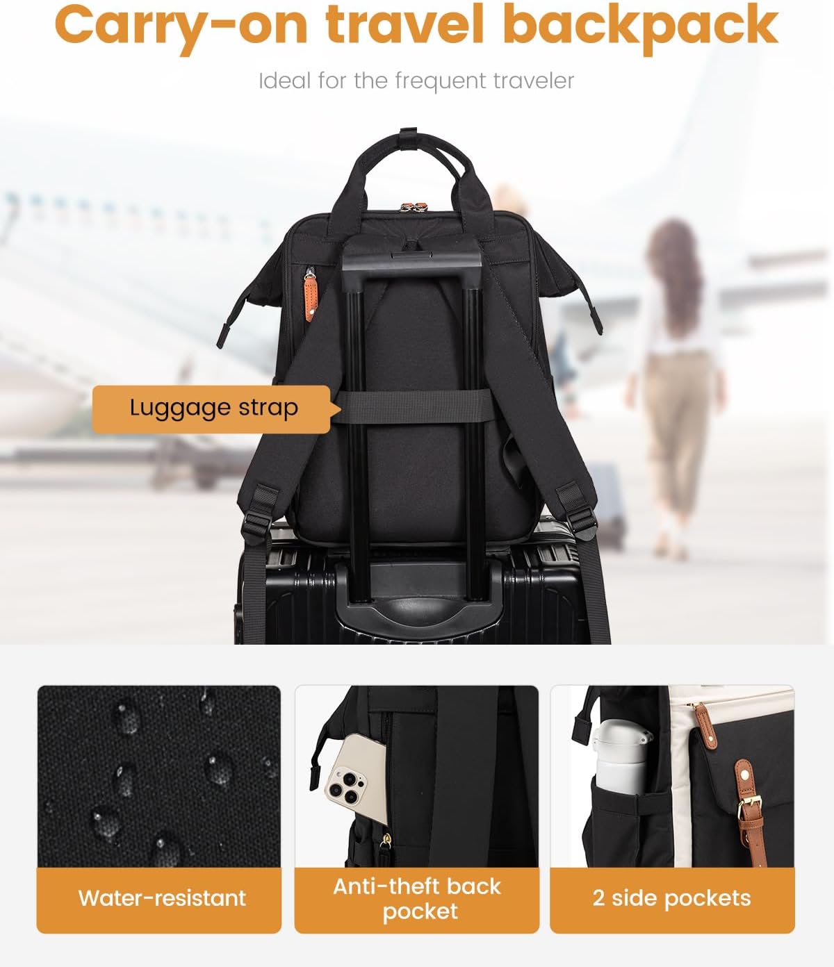 LOVEVOOK Laptop Backpack For Women, Teacher Work Computer Backpack with Laptop Compartment, Nurse Bags Business Laptop Bag Purse, Water-Resistant Travel Back pack College Backpack, 15.6 Inch, Upgraded