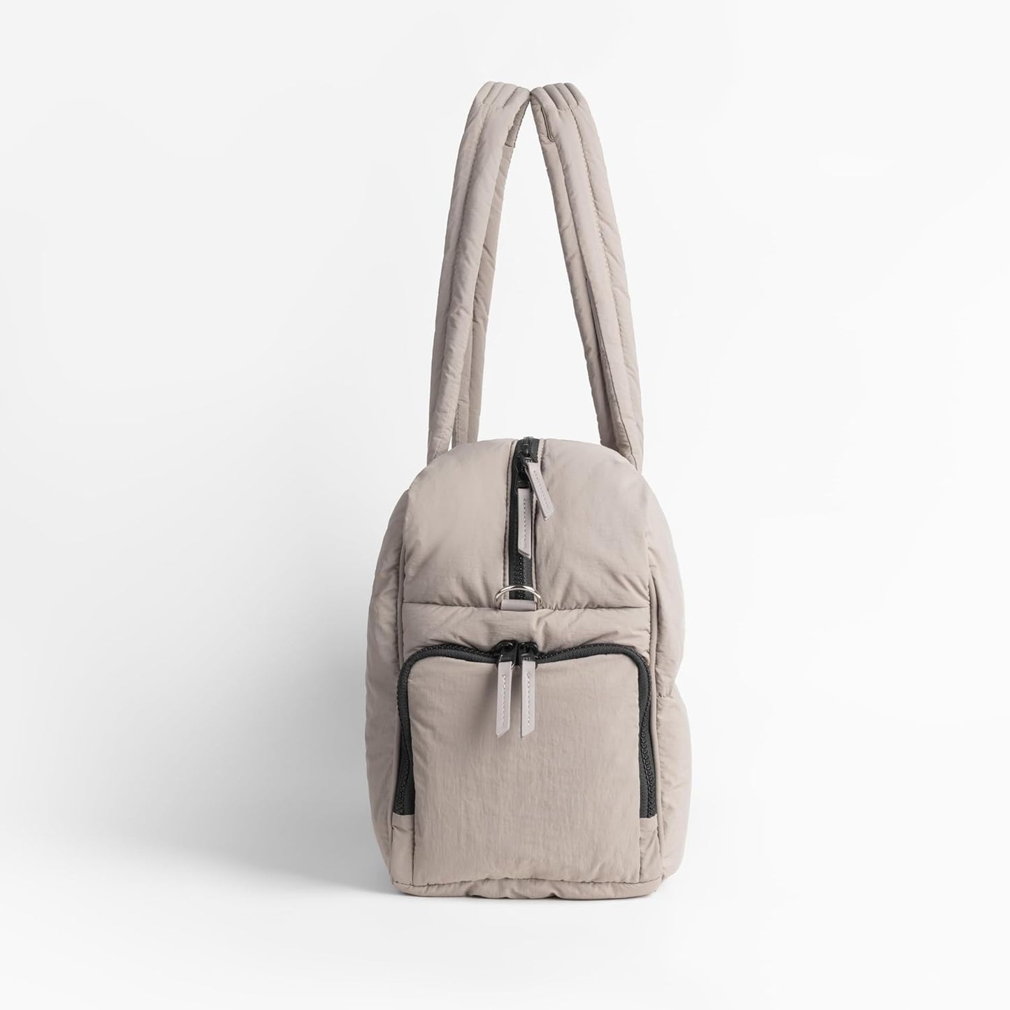 Comfyable Nylon Duffle Bag for Travel, Gym, Weekender Luggage Puffer Bag with Removable Shoe Compartment, Carrying Overnight Bag with Laptop Compartment For Women Men, Water-Repellent, Taupe