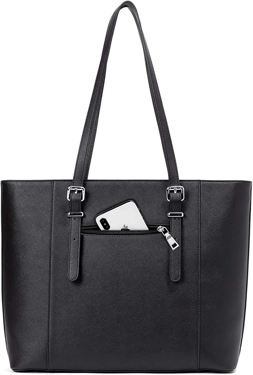 Telena Laptop Tote Bag for Women, 15.6 Inch Shoulder Tote Bag Leather Briefcase for Women, Large