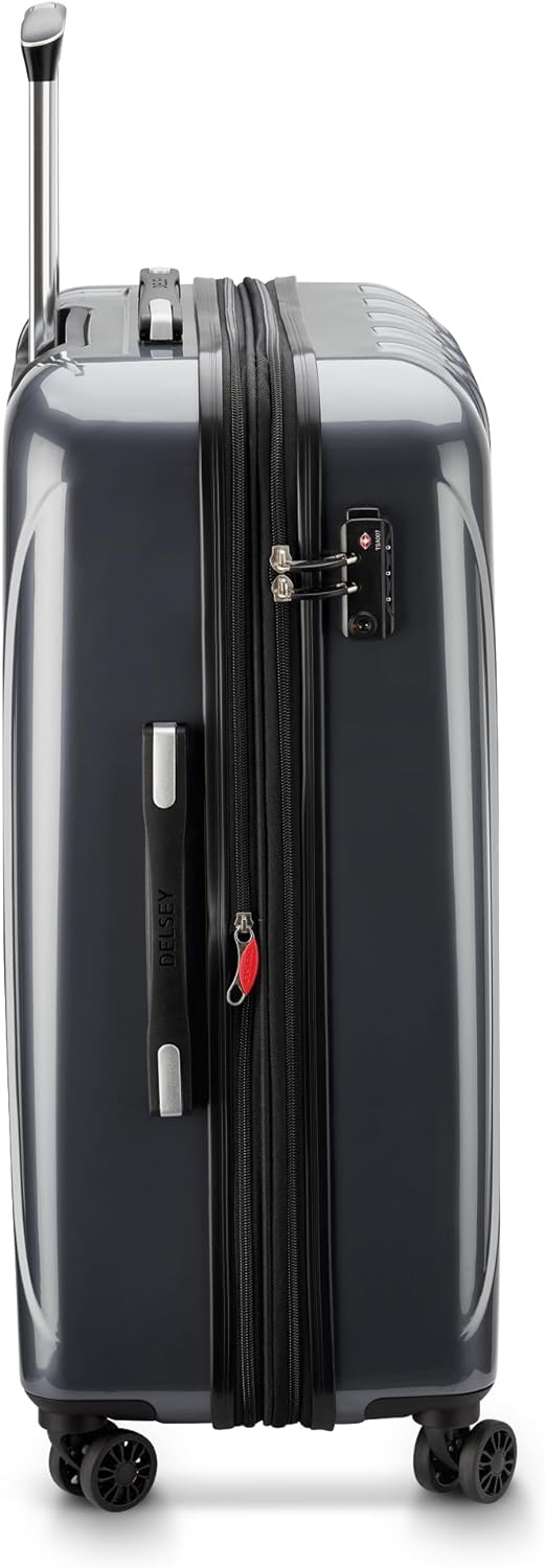 DELSEY PARIS Helium Aero Hardside Expandable Luggage with Spinner Wheels, Titanium, Checked-Medium 24 Inch
