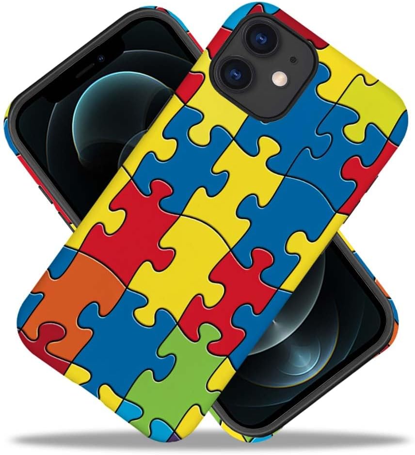 SEized Case Compatible with for iPhone 12,Color Puzzle Autism Phone Case for Girl Women Boy Men,Durable Protection Case for iPhone 12