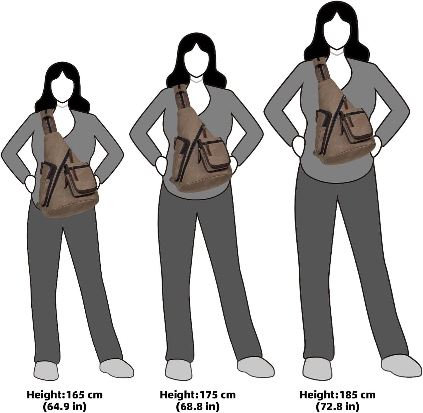 KL928 Canvas Sling Bag - Casual Crossbody Shoulder Daypack Rucksack Backpack for Men Women, Brown