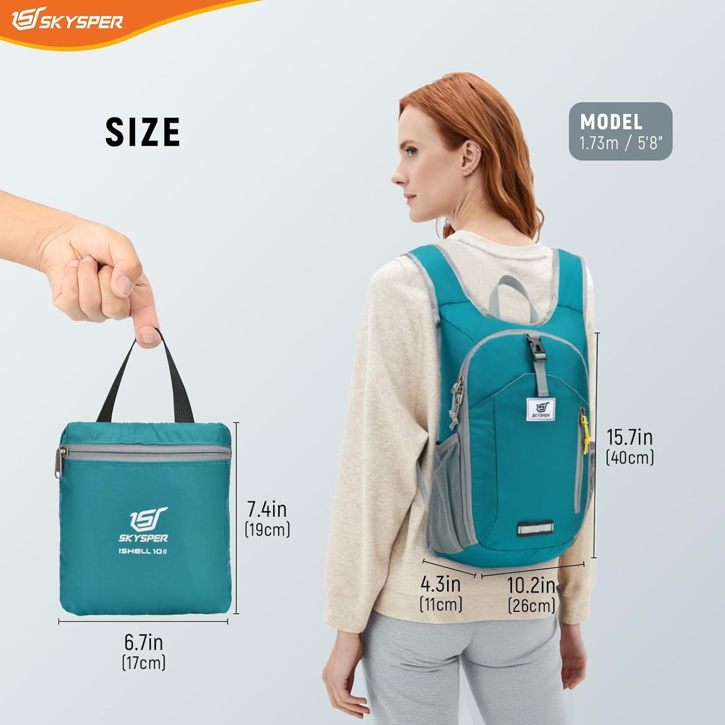 SKYSPER Small Hiking Backpack 10L Foldable Daypack Packable Lightweight Hiking Daypack Travel Day Pack for Women Men