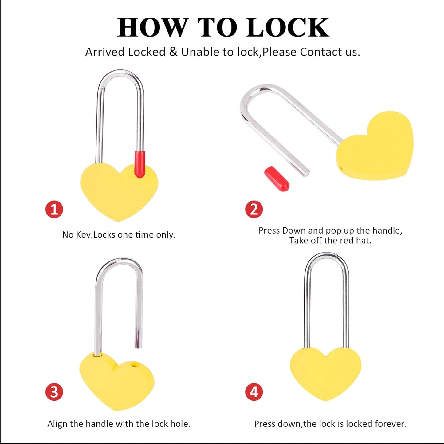 3.5" 50mm Love Lock Heart Padlock,Yellow Single Heart Wish Lock for Lovers Wedding,Valentines,Anniversary,Travel, Valentines Day, Bridge(NO Key)