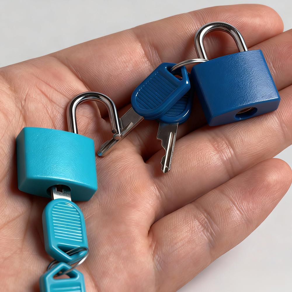 10PCS Suitcase Locks with Keys, Luggage Locks with Keys, Metal Luggage Padlocks, Mini Locker Lock (10 Colors)
