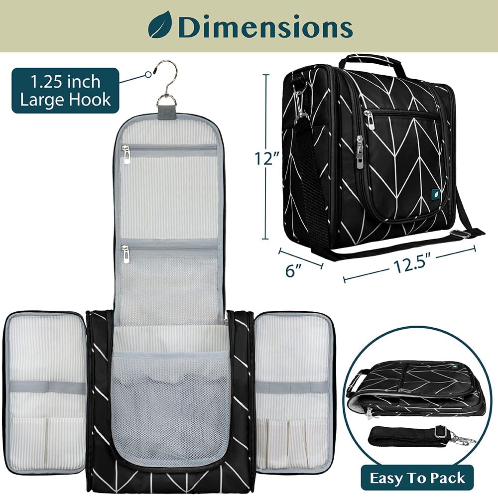PAVILIA Extra Large Toiletry Bag Travel Bag for Women Men, Hanging Cosmetic Organizer, Water