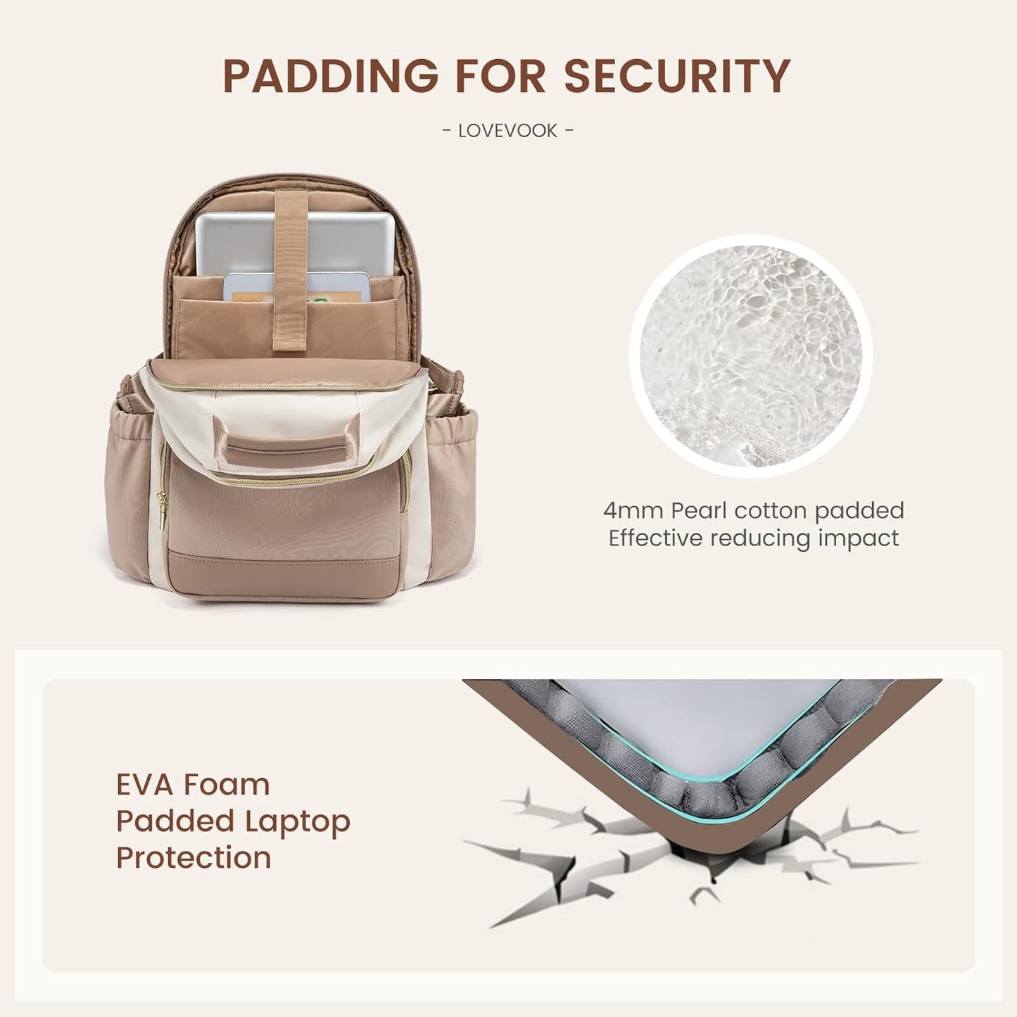 LOVEVOOK Laptop Backpack for Women with Pouch Pocket for Large Capacity Cup,15.6 Inch Laptop
