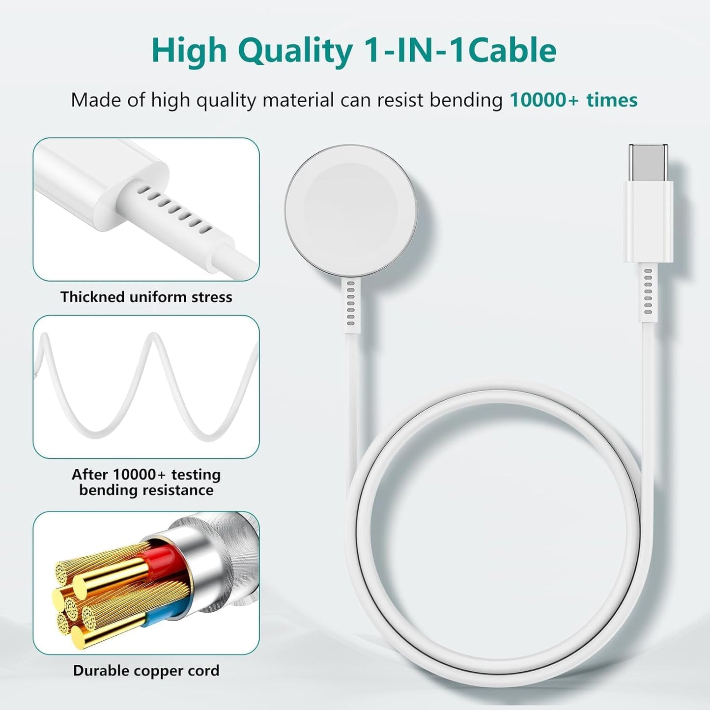 Upgraded Apple Watch Charger, Magnetic iWatch Fast Charger to USB C Cable 6ft with USB C Charger Block for iWatch Series Ultra/9/8/7/6/SE/SE2/5/4/3