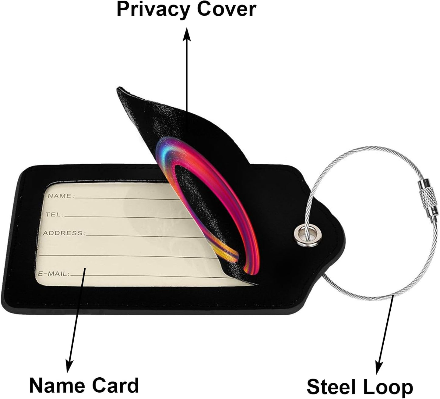 2 Pack Initial Luggage Tags for Suitcase, Colorful Letter Design Cruise Name Bag Tags, Novelty Baggage Identifiers with Full Privacy Cover, Leather ID Label for Women Men Kids Travel, Rainbow Letter O