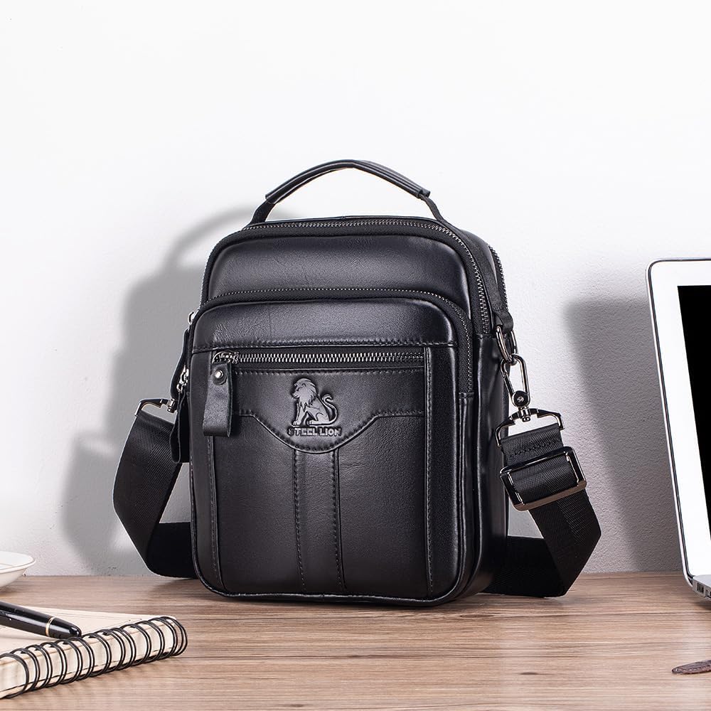 Premium Leather Men's Crossbody -Organized Storage & Durable,Stylish for Daily Carry