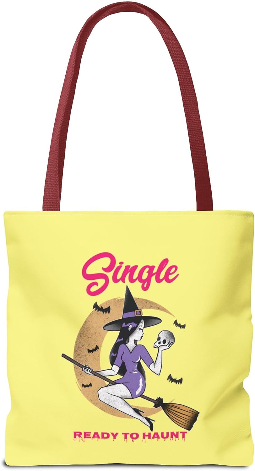 Single and Ready to Haunt Tote Bag, Halloween Tote for Singles, Witchy Accessories, Breakup Gift for Her, Fall Vibe Tote