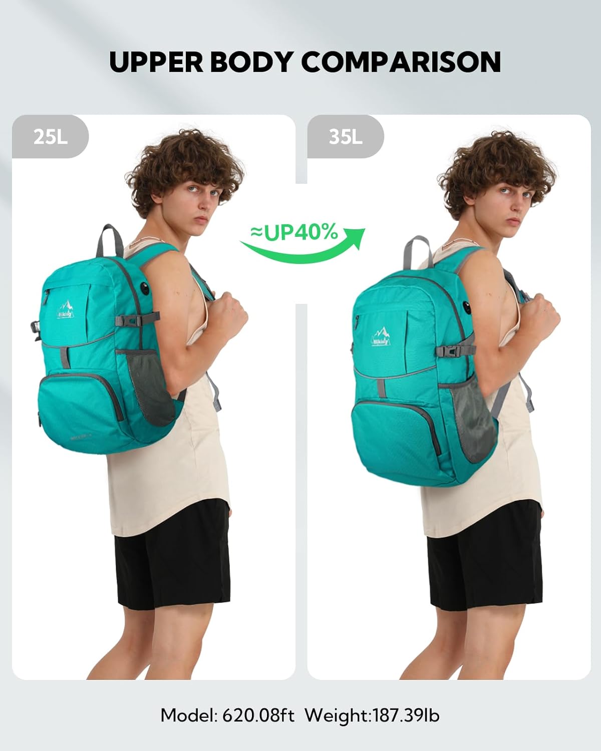 WATERFLY Hiking Packable Daypack Backpack: 35L Ultra Lightweight Day Pack for Woman Man - Large