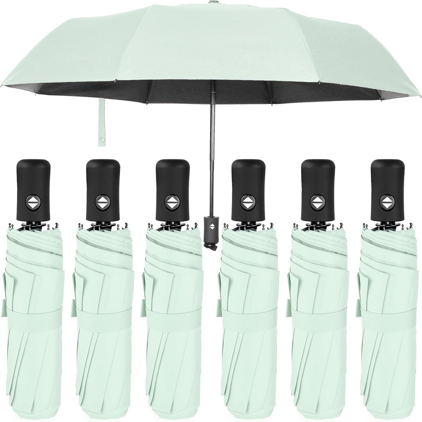 Jexine 6 Pcs Travel Compact Umbrella Automatic Open Close Windproof Small Light Backpack Purse Car Portable Collapsible Umbrella for Rain, Men Women