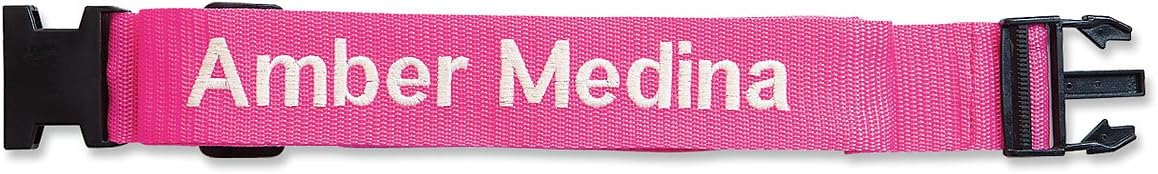 Lillian Vernon Personalized Pink Luggage Handle Strap, Heavy Duty Travel ID, Suitcase Identifier, Customize Attachment with Name or Monogram, Adjusts from 35"-64" L