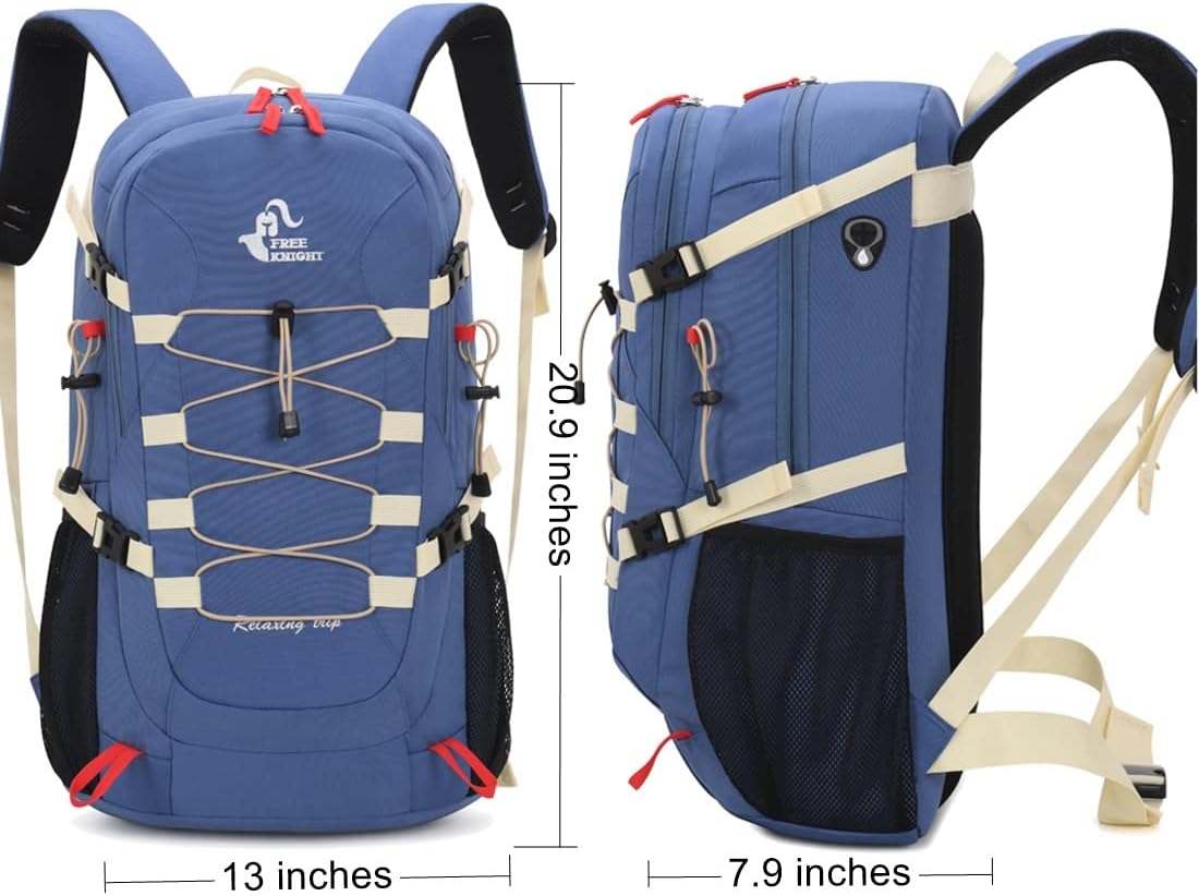 Bseash 40L Waterproof Hiking Backpack with Rain Cover, Outdoor Sport Travel Bag Daypack for Camping Climbing Skiing Cycling (Blue)