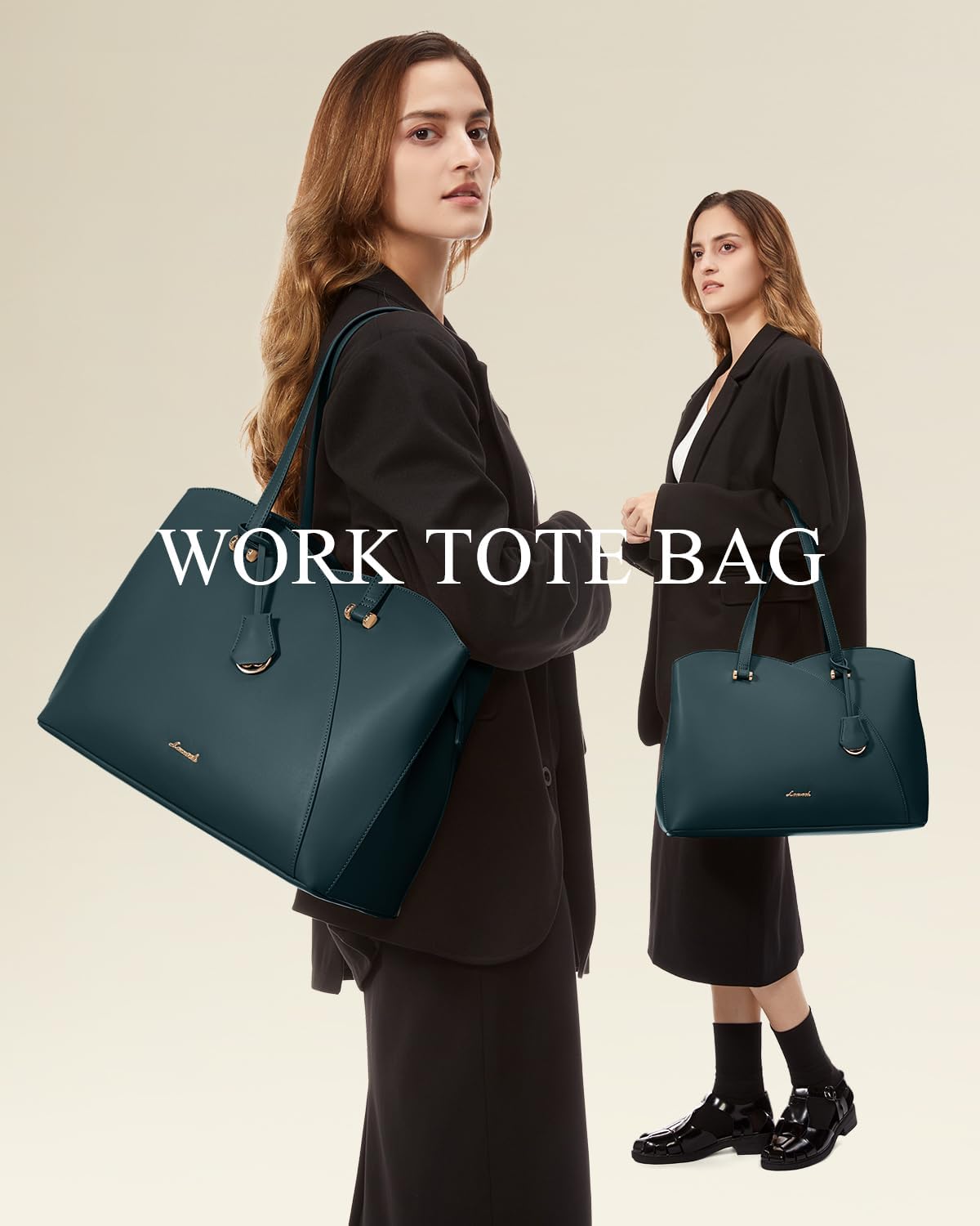 LOVEVOOK Tote Bag Large Handbags for Women, Teacher Work Laptop Tote Purse, Leather Computer Bag Professional Briefcase, Green, Fits 15.6 Inch Laptop