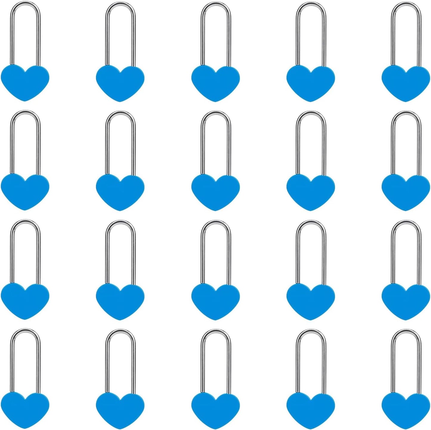 20PCS 3.5" 50mm Love Lock Heart Padlock,Blue Single Heart Wish Lock for Lovers Wedding,Valentines,Anniversary,Travel(NO Key)
