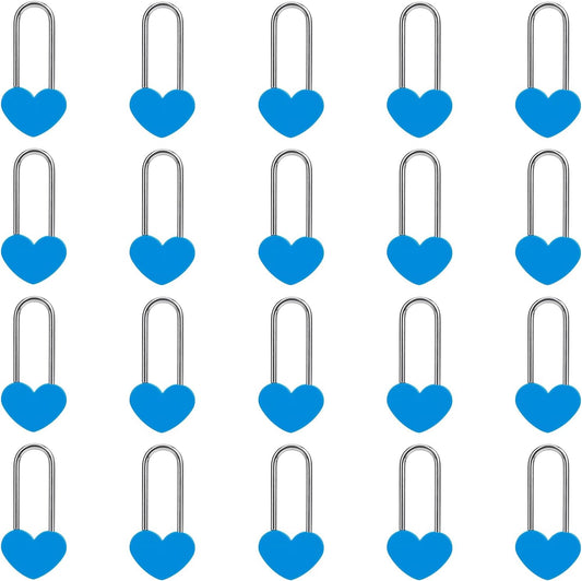 20PCS 3.5" 50mm Love Lock Heart Padlock,Blue Single Heart Wish Lock for Lovers Wedding,Valentines,Anniversary,Travel(NO Key)