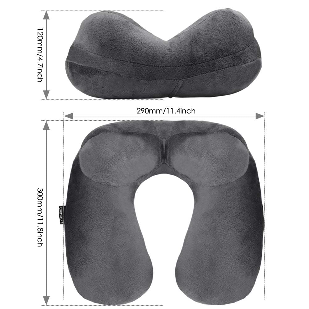 urophylla Inflatable Travel Pillow, Soft Velvet Inflatable Neck Pillow for Traveling, Airplanes
