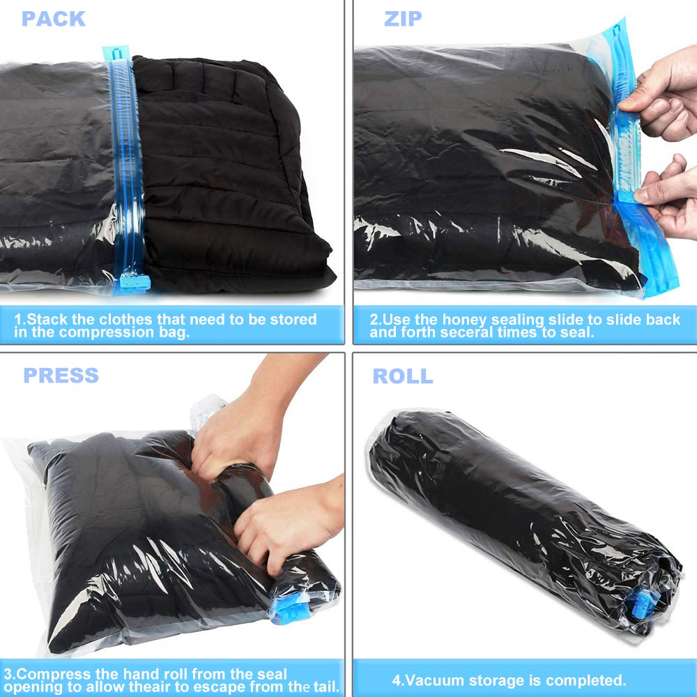 ALMING Compression Bags - Travel Accessories - 10 Pack Space Saver Bags - No Vacuum or Pump Needed