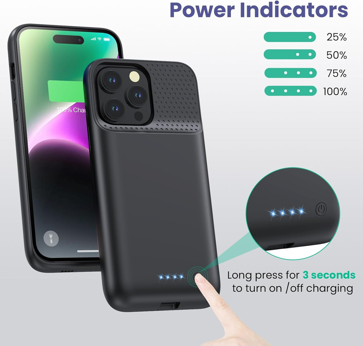 Battery Case for iPhone 14 Pro Max/14 Plus/13 Pro Max, [2024 Upgraded] Ultra-Slim 8600mAh Portable Extended Charger Case Cover for iPhone 14 Pro Max, 14Plus, 13Pro Max Charging Case (6.7inch)