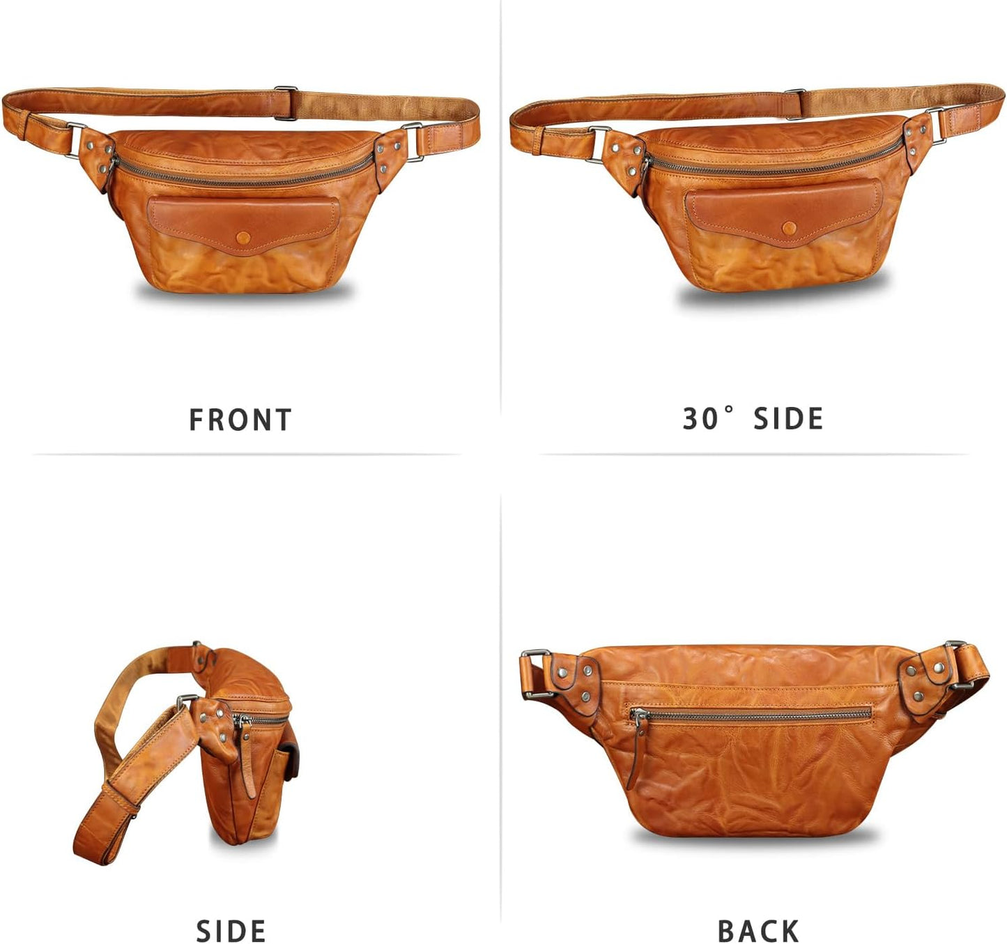 Genuine Leather Fanny Pack for Women and Men Vintage Handmade Leather Waist Bag Sling Bag Crossbody Bag Hip Bag Chest Purse (Brown)