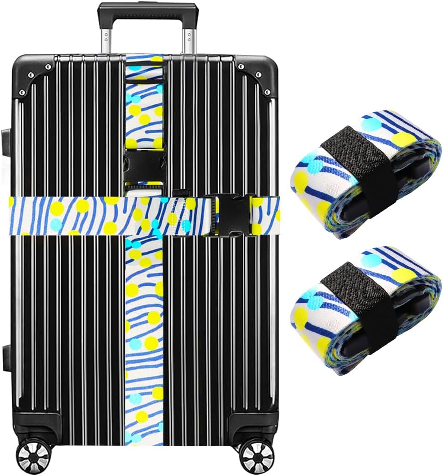 Luggage Straps for Suitcases TSA Approved Easy Pack Organized Suitcase Strap, Luggage Strap, Luggage Belt Strap, Bag Straps for Luggage. Buckle Straps Travel Accessories (Stripe)