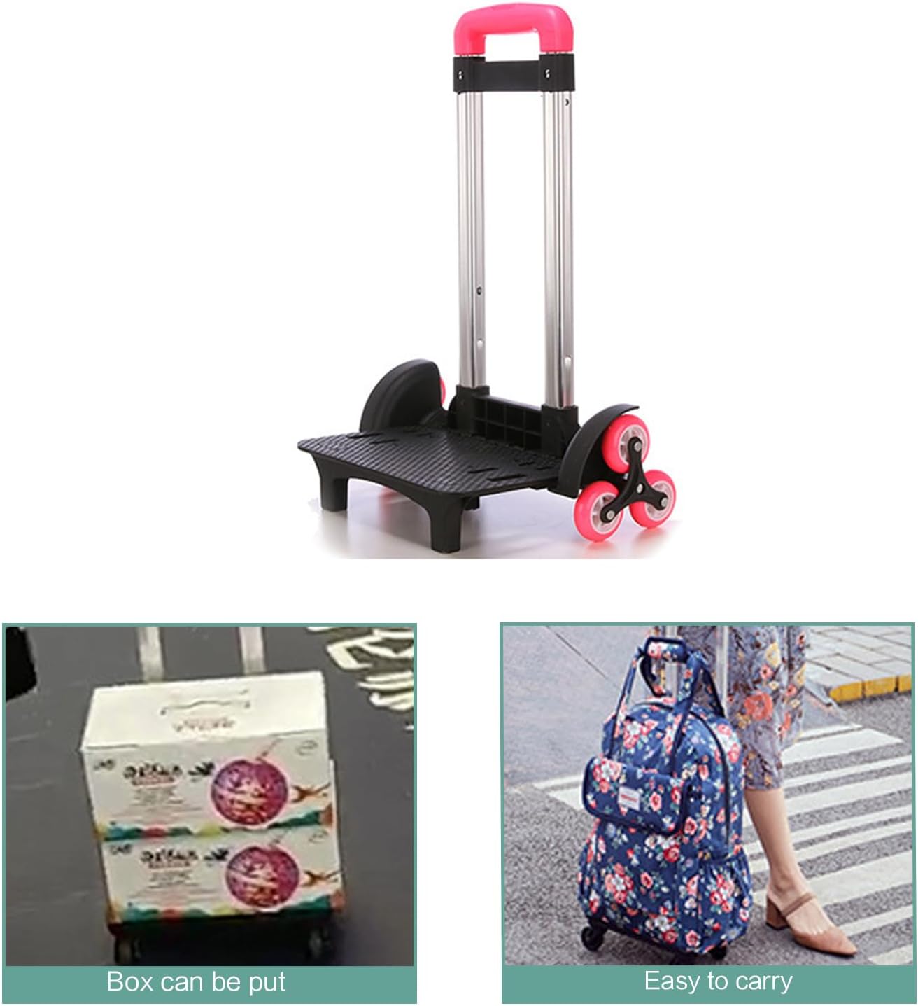 Backpack Trolley 6 Rolling Luggage Carts Foldable Trolley Cart Aluminium Alloy Hand Cart for School Bags Pet Bag Folda