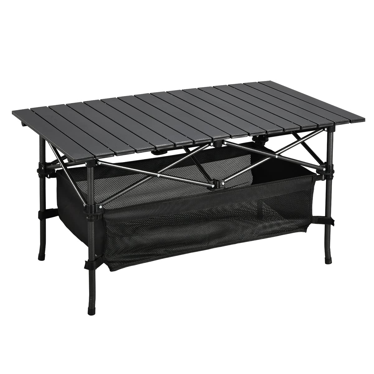 WUROMISE Lightweight Aluminum Folding Camping Table (37.13” x 21.57” x 19.69”), Portable Roll-Up