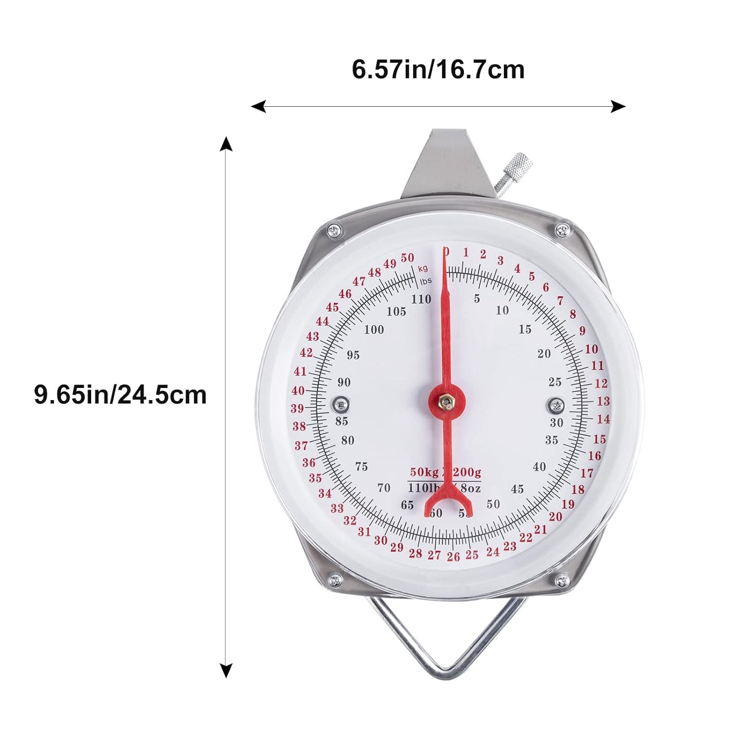 Mechanical Hanging Scales 110lbs/50kg, High Accuracy Spring Dial Weight Scale for Kitchen Fishing Hunting Farms