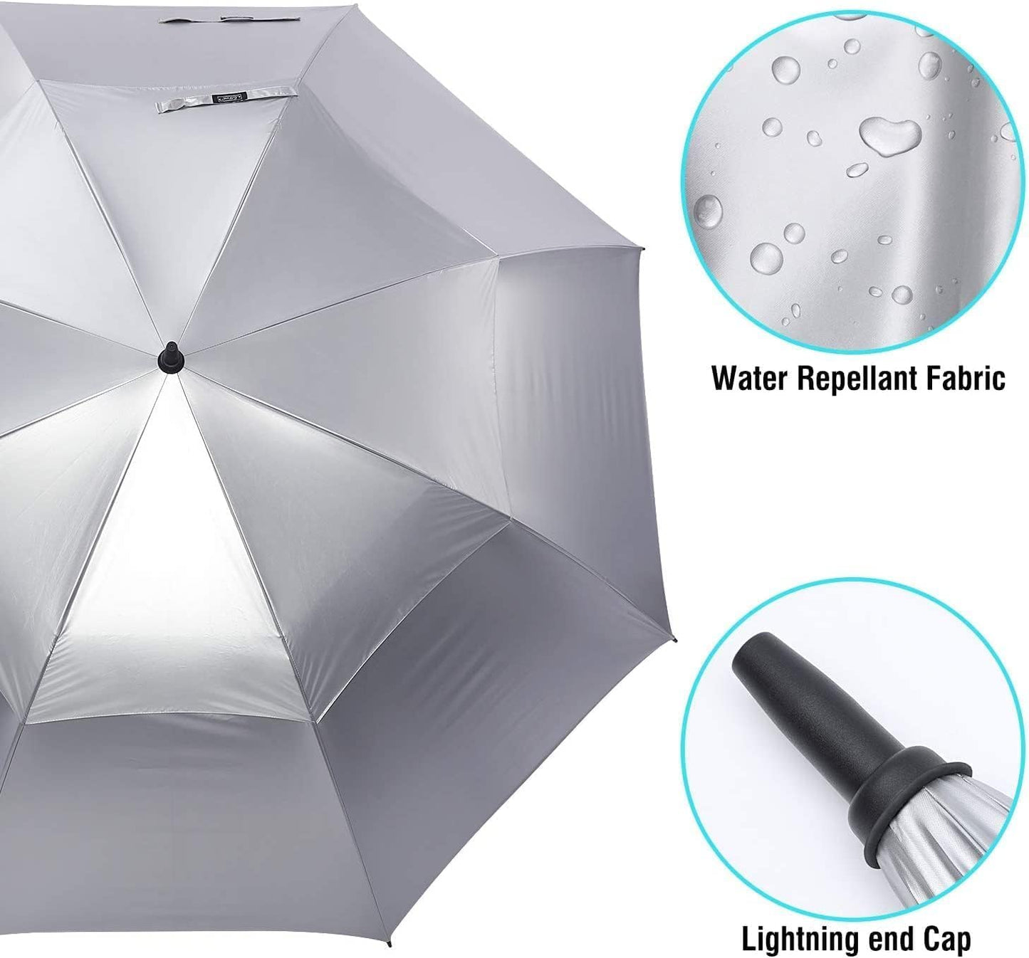 MRTLLOA Extra Large Golf Umbrella, 54/62/68/72 Inch Automatic Open, Oversize Double Canopy Vented Windproof Waterproof Sports Umbrellas for Rain
