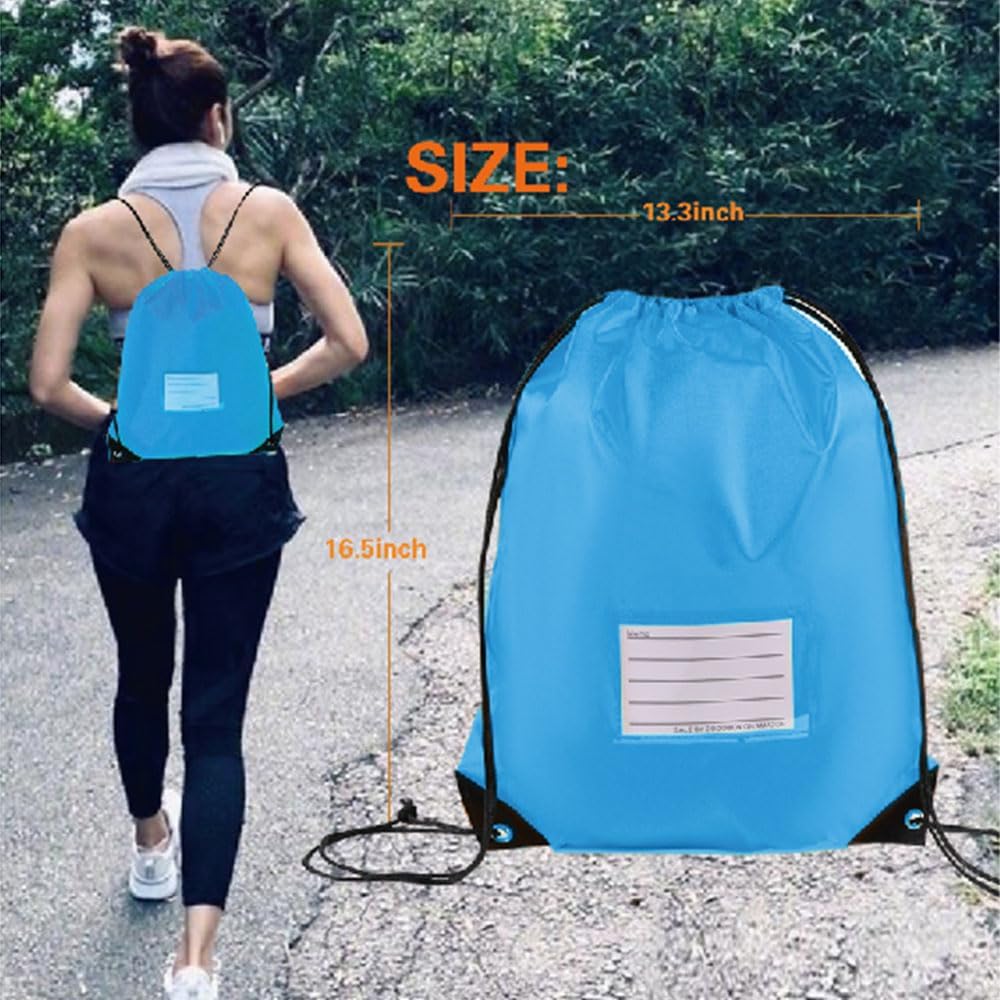20 Pcs Drawstring Bags,Bulk Draw String Backpack, DIY Gym Sports Cinch Bag Sackpack for Women Men, Sky Blue