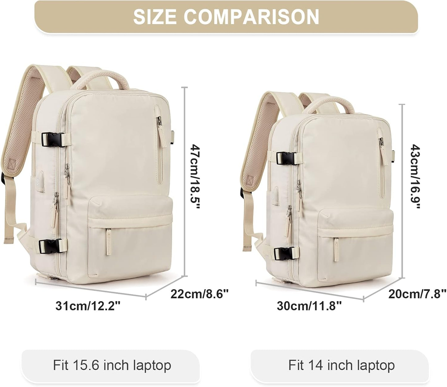 WONHOX Large Travel Backpack Carry on Flight Approved Laptop Work Business Backpack for Women Men Mochila de Viaje