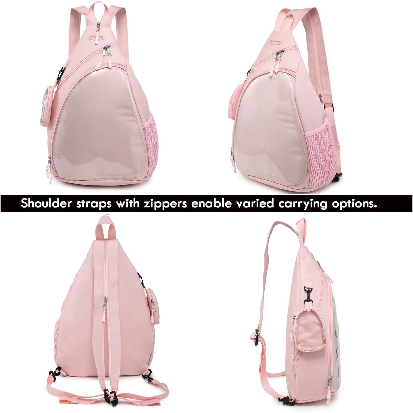 Oxford Ita Bag Kawaii Pin Display Chest Pack Single Shoulder Bag Sport Backpack Hiking Daypack, Large