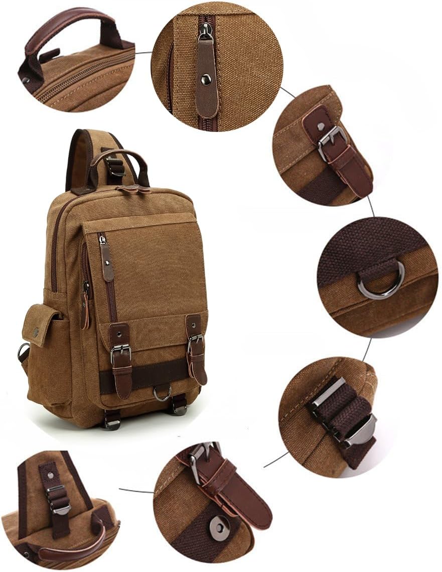 Sechunk Canvas Messenger Bag Sling Bag Crossbody Bag Shoulder Bag Retro Cross Body Handbags
