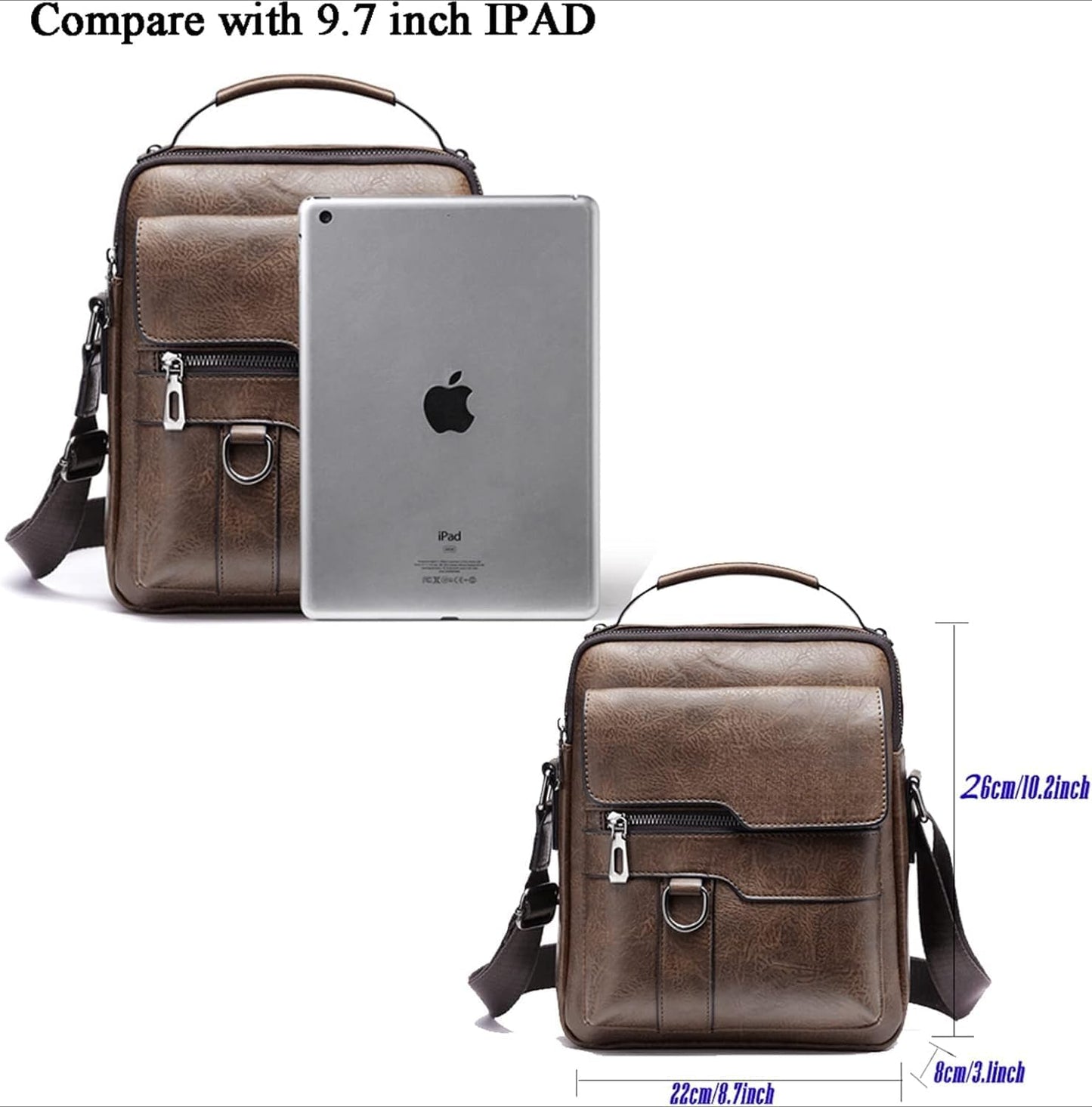 Vintage Genuine Leather Crossbody Bag for Men – Small Shoulder Satchel Handbag for Daily Use