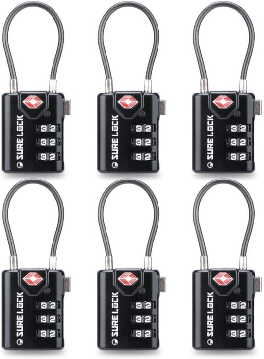 SURE LOCK TSA Compatible Travel Luggage Locks, Inspection Indicator, Easy Read Dials TSA Approved with Zinc Alloy