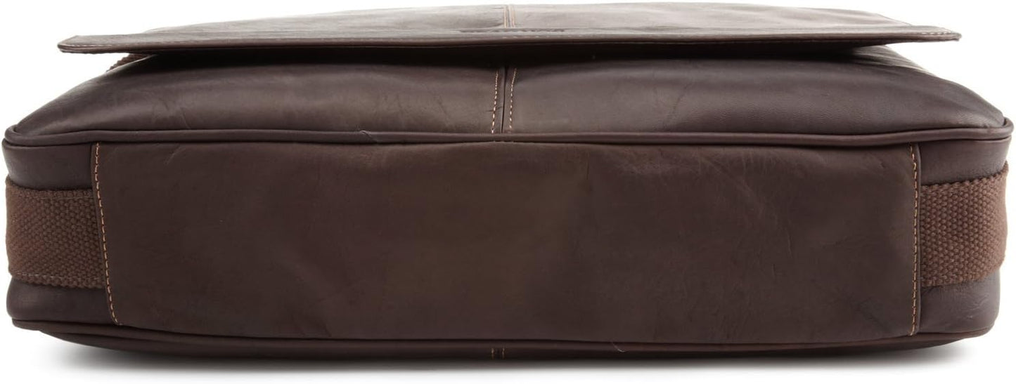 Kenneth Cole REACTION Risky Business Messenger Full-Grain Colombian Leather Crossbody Laptop Case & Tablet Day Bag