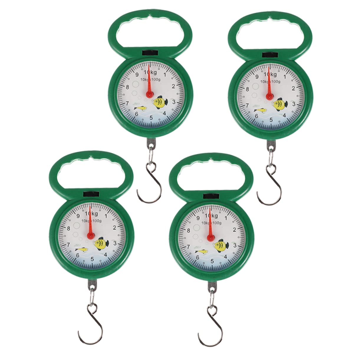 4pcs Plastic Spring Scale Luggage Scale Portable Handheld for Baggage Fish Supermarket Use Random Color