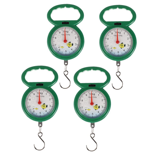 4pcs Plastic Spring Scale Luggage Scale Portable Handheld for Baggage Fish Supermarket Use Random Color