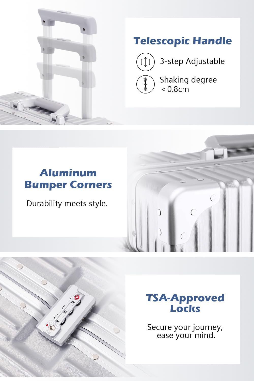 HotWay All Aluminum Carry On Luggage, 20 Inch Hard Shell Suitcase with Spinner Wheels and TSA Lock, Luggage for Travel (22x14x9 Airline Approved)
