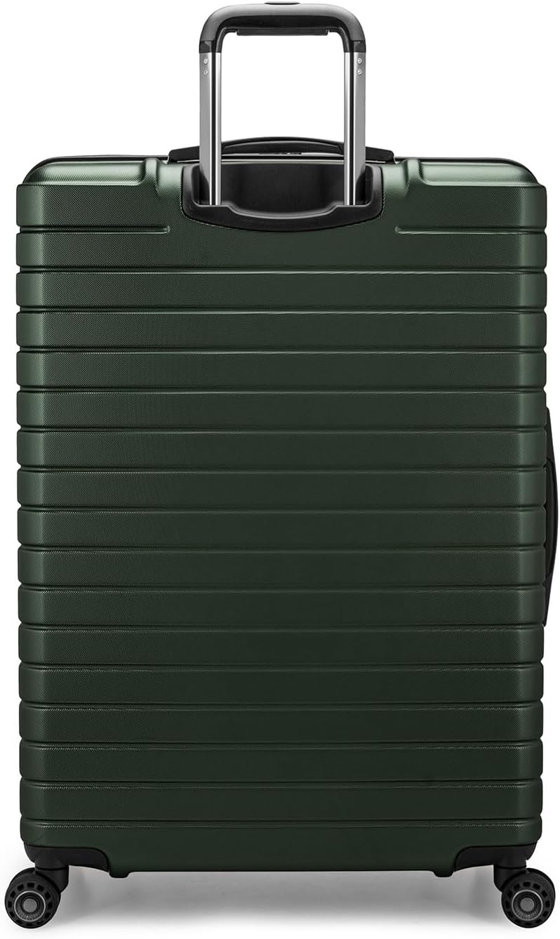 Traveler's Choice Archer Polycarbonate Hardside Spinner Luggage Set, Tie Down Straps, Green, Checked 29-Inch