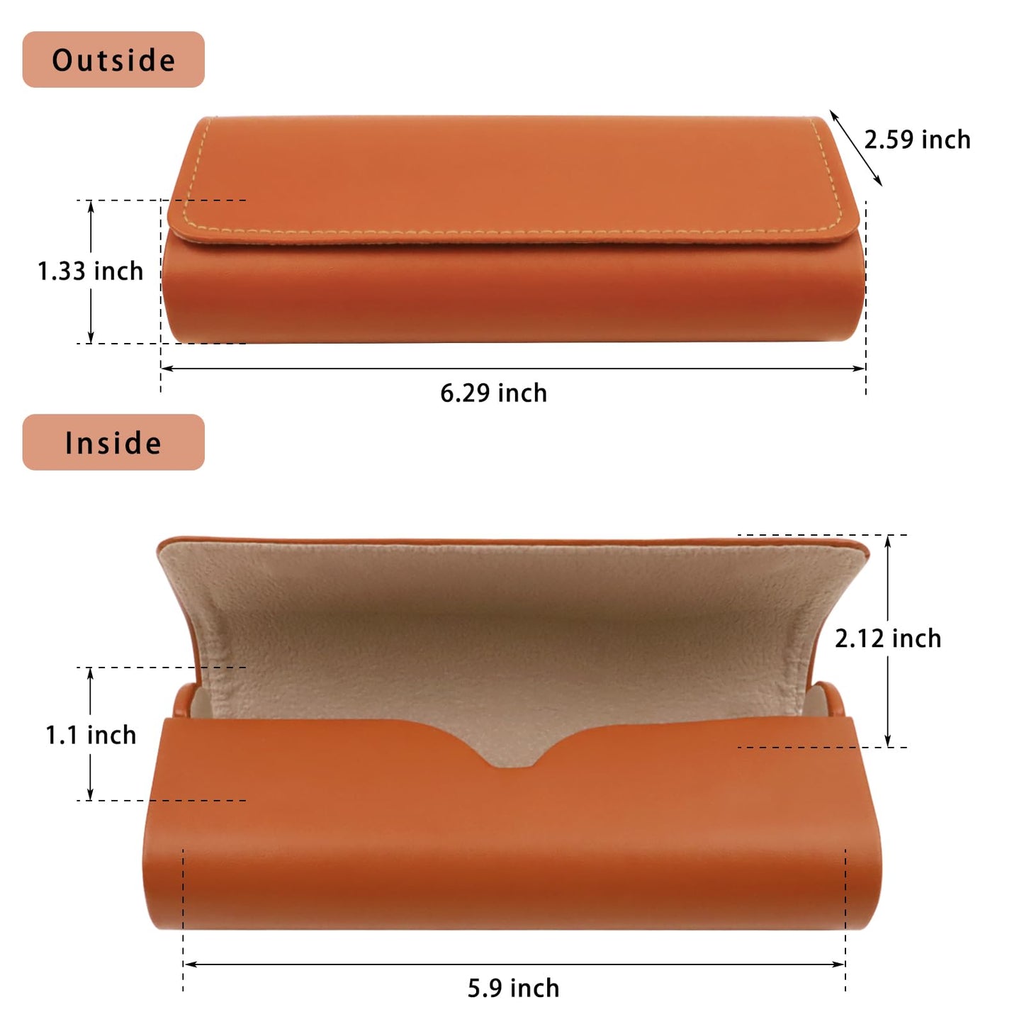 HSYMQ 3 Pcs Glasses Case Hard Shell, Square Leather Hard Eyeglass Case, Unisex Simple Large