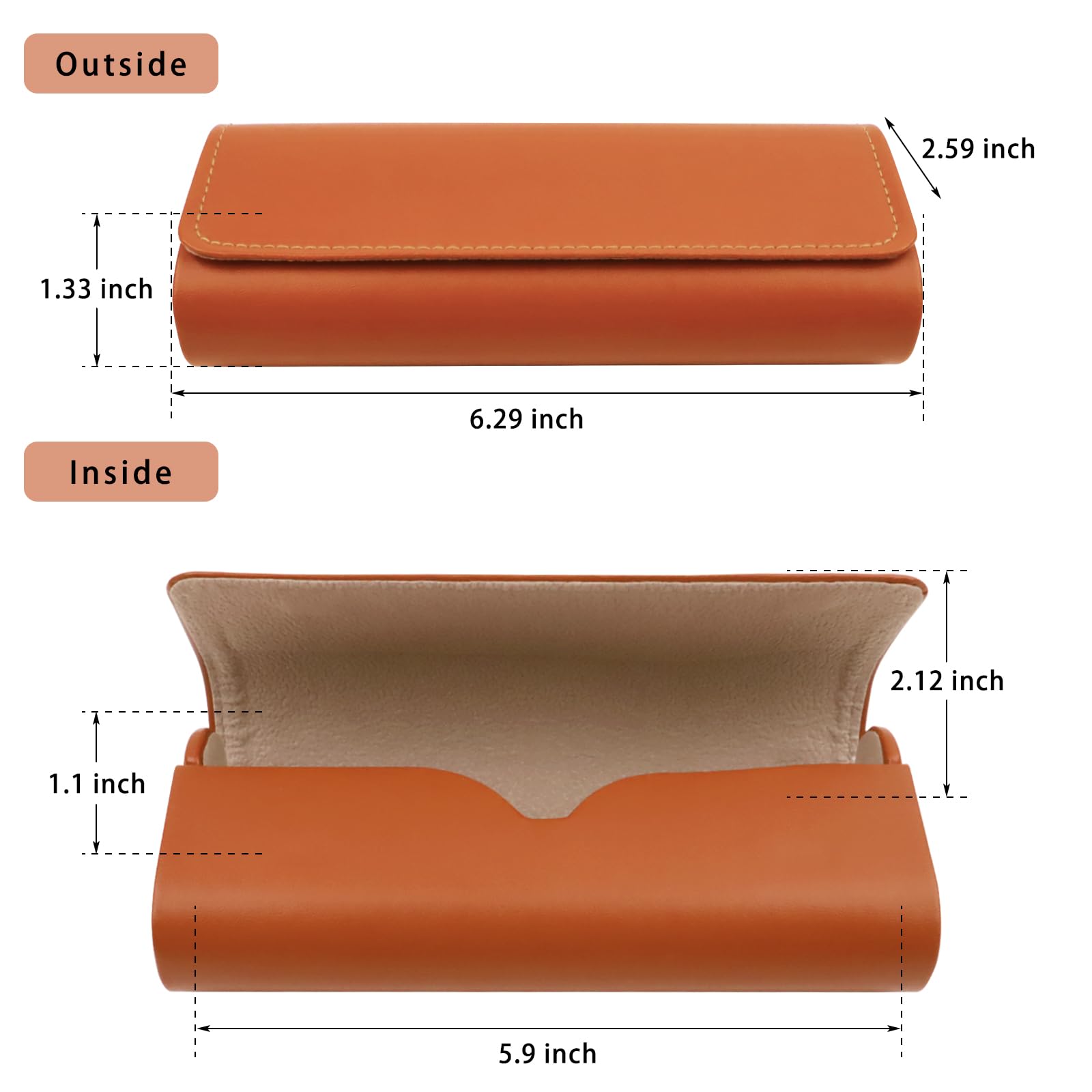 HSYMQ 3 Pcs Glasses Case Hard Shell, Square Leather Hard Eyeglass Case, Unisex Simple Large