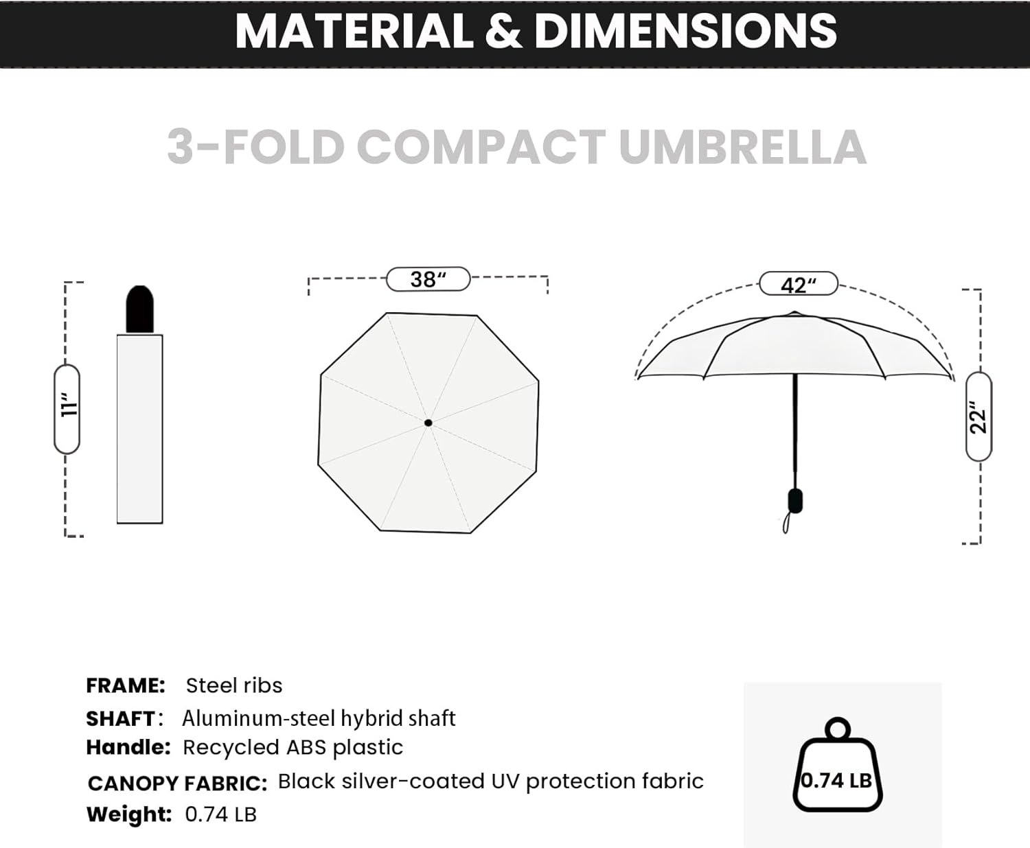 SIEPASA Compact Travel Umbrella - Windproof Auto Open/Close, Lightweight Folding Umbrella wIth