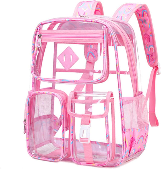 Clear Backpack for Girls Large Heavy Duty Transparent Bookbag for Middle School Kids Travel Daypacks