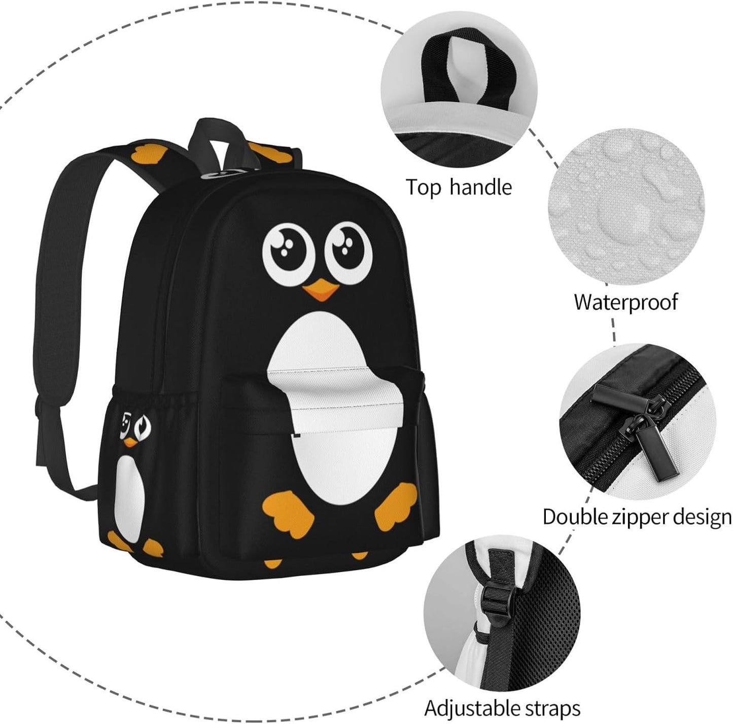 South Polar Bird Backpack School Bag Lightweight Bookbag Laptop Travel Daypack For Kids Girls Boys Teens