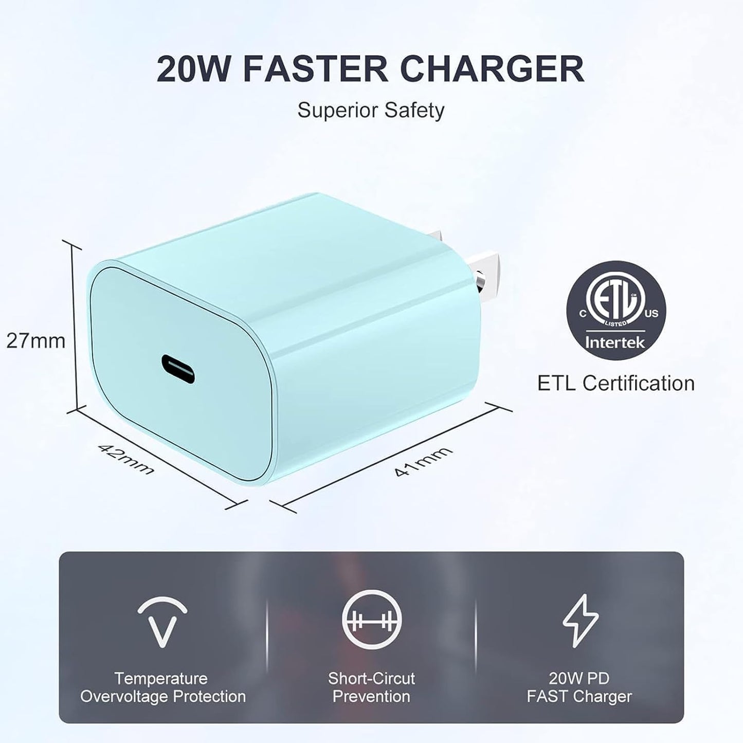 iPhone Fast Charger,Type C Wall Charger Block Plug and 10ft USB C to Lightning Charging Cable Cord Long,Power Adapter Cube Brick Box for Apple iPhone 14 Pro Max/14 Plus/14/13/12 Mini/11/XS Max/XR/iPad