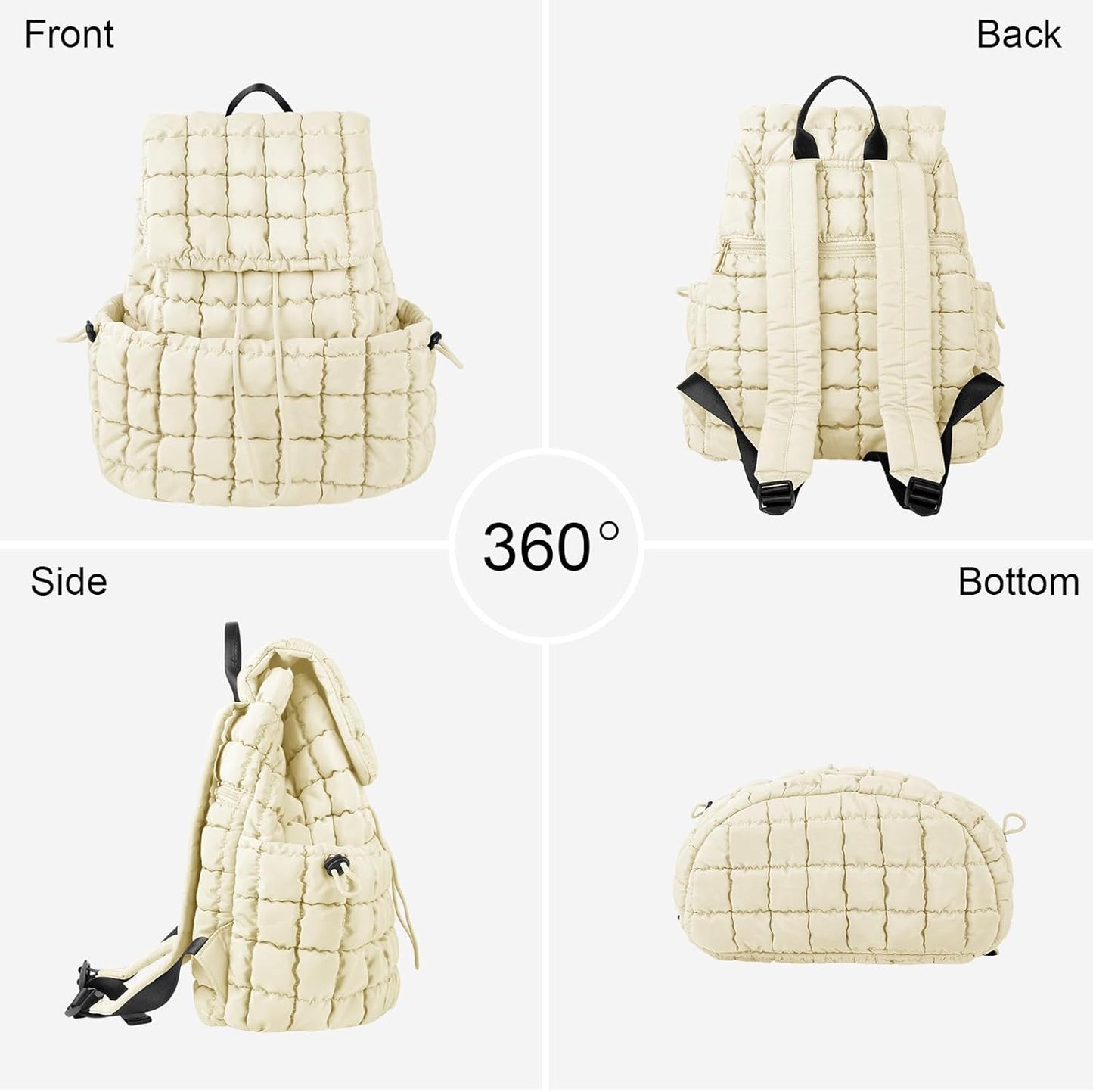 XSUIOY Quilted Backpack Purse for Women Small Lightweight Puffer Puffy College Laptop Backpack